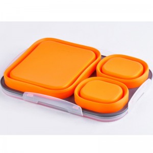 Силиконова кутия за обяд двуслойна кутия за обяд силиконова свежа кутия детска обядна кутия сгъваема купа по поръчка